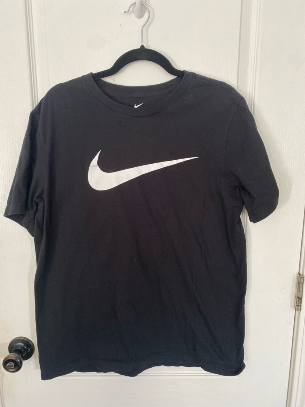 Nike Black Tee with White Swoosh and Logo Print